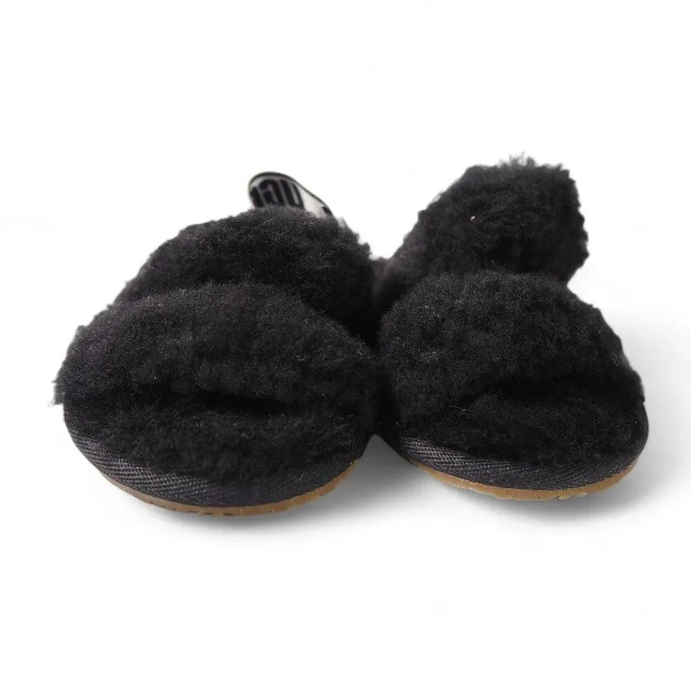 UGG Oh‎ Fluff Yeah Slingback Slide Sandals Black 1116636T Toddler 6